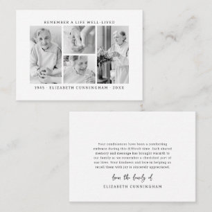 Remember A Life Modern Simple 4 Photo Collage Business Card