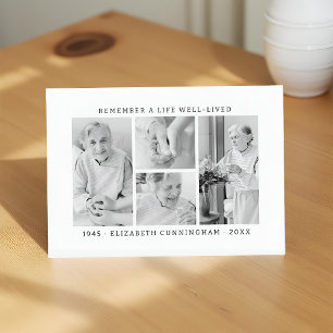 Remember A Life Modern Simple 4 Photo Collage Business Card