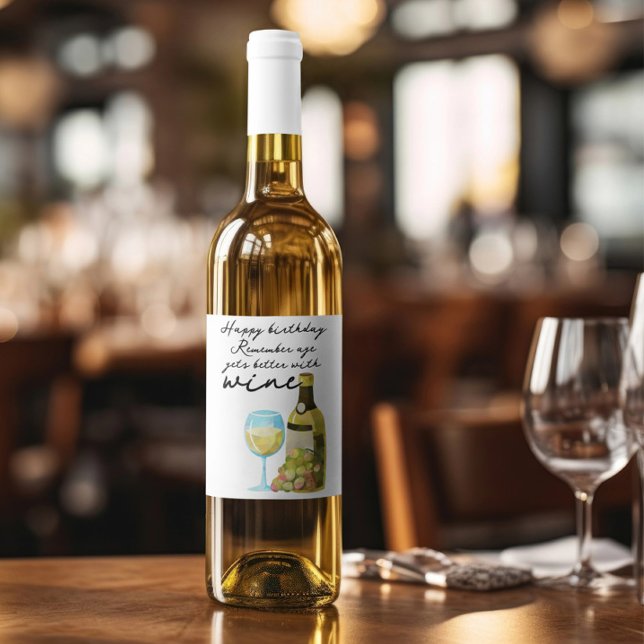 Remember Age Gets Better With Wine Happy Birthday Wine Label (Remember Age Gets Better With Wine Happy Birthday bottle label from Ricaso. Ideal for gifting wine
)