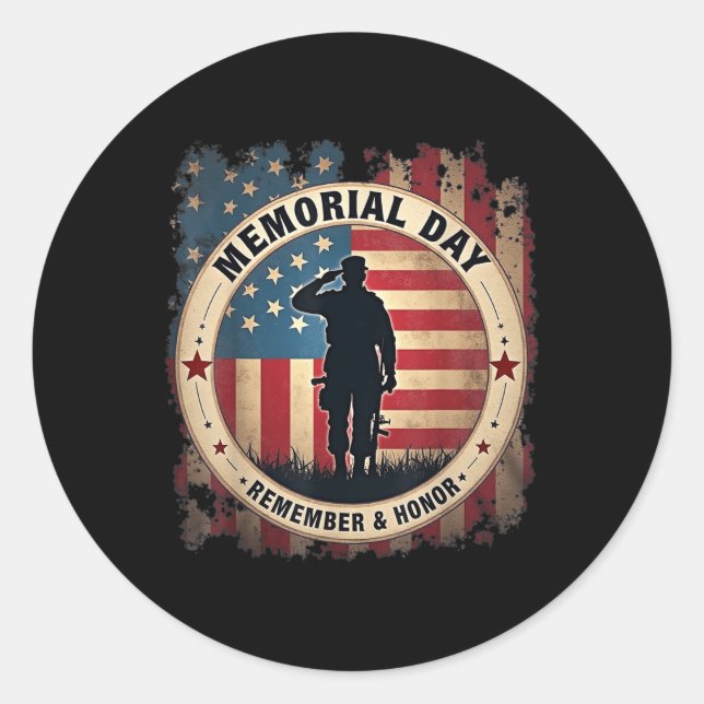 Remember &amp; Honour Partiotic Veterans Memorial  Classic Round Sticker (Front)