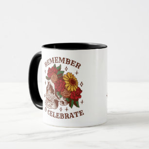 Remember Celebrate Day of the Dead Skull Florals Mug
