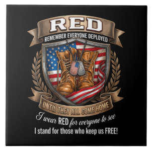Remember Everyone Deployed Military Red Friday Tile