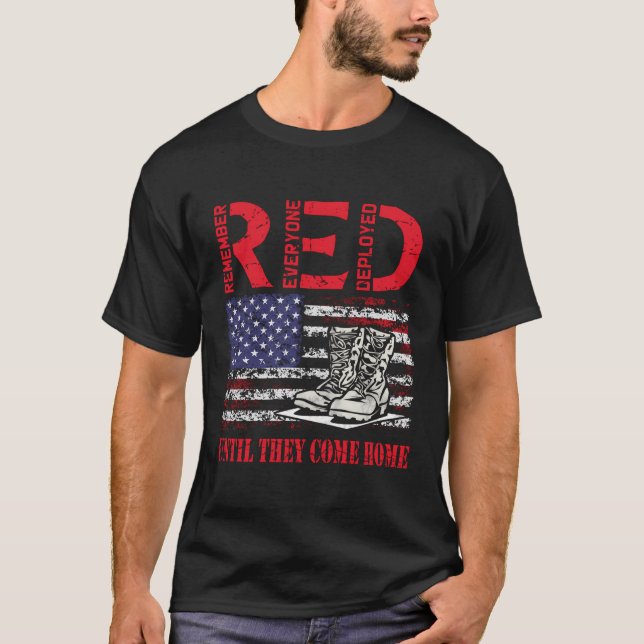 Remember Everyone Deployed Red Friday Veteran Retr T-Shirt (Front)