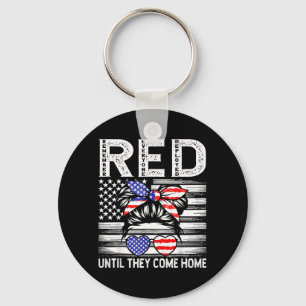 Remember Everyone Deployed RED Military Family Keychain