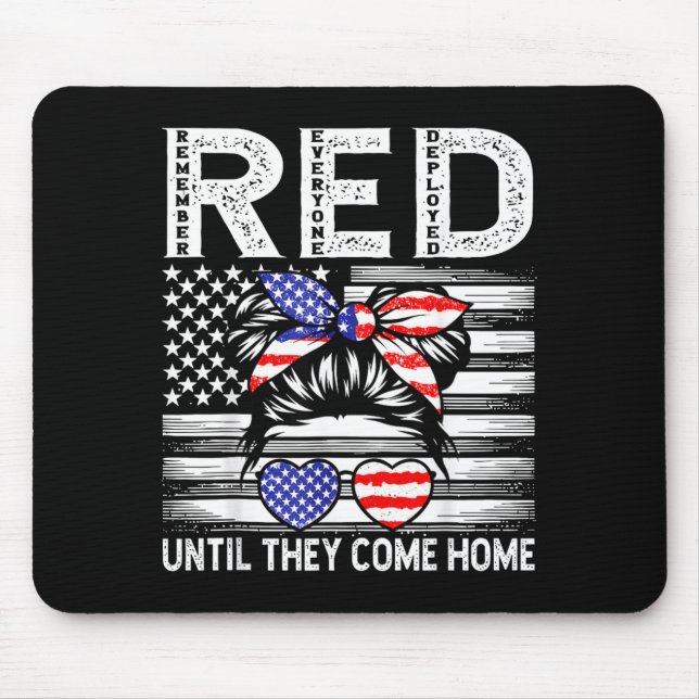 Remember Everyone Deployed RED Military Family Mouse Pad (Front)