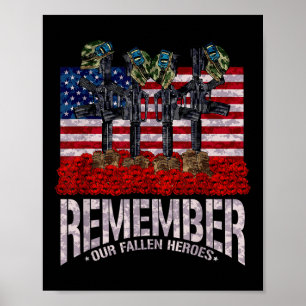 Remember Fallen Heroes Poppy Memorial Day Veteran Poster