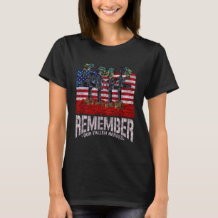 Remember Fallen Heroes Poppy Memorial Day Veteran T-Shirt