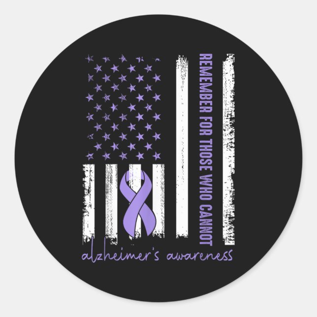 Remember For Those Who Cannot Purple Heimer's Awar Classic Round Sticker (Front)