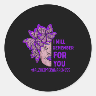 Remember For You Butterfly Alzheimerheimer Awarene Classic Round Sticker