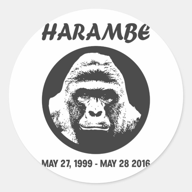 Remember Harambe Classic Round Sticker (Front)