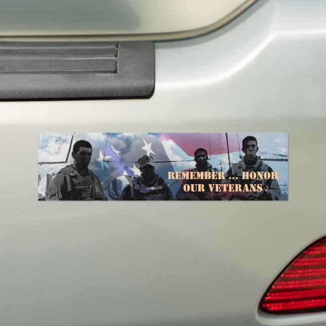 Remember Honour our Veterans Veteran Bumper Sticke Sticker (On Car)
