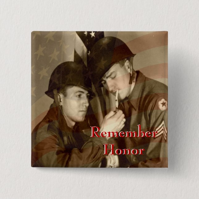 Remember - Honour Veterans Day WWII Button (Front)