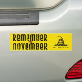 Remember in November Bumper Sticker (On Car)