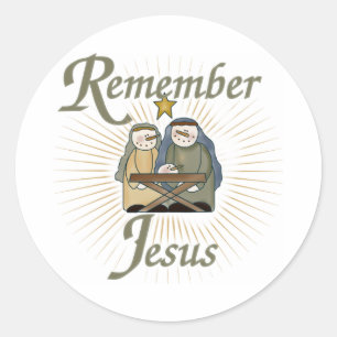 Remember Jesus Christmas Nativity Classic Round Sticker