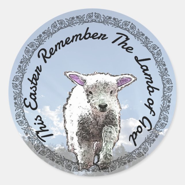 Remember Lamb of God Easter Digital Art on Sky Classic Round Sticker (Front)