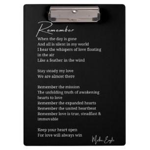Remember Love poem poster wall art decor Clipboard
