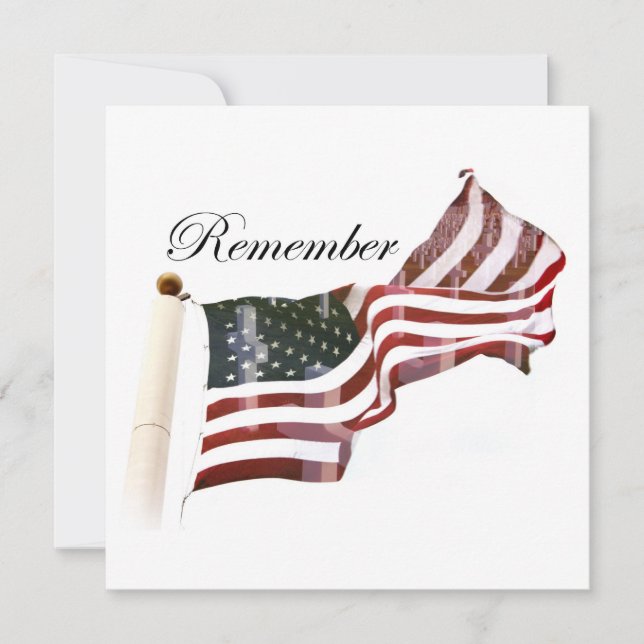 Remember  Memorial Day - Crosses Within Old Glory Invitation (Front)