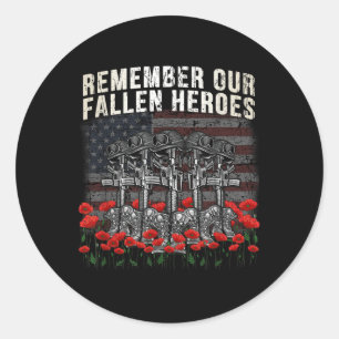 Remember Our Fallen Heroes Red Poppy Soldier Memor Classic Round Sticker