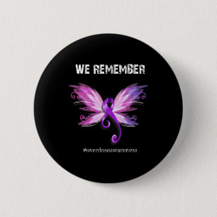 Remember Overdose Awareness Day Purple Ribbon  2 Inch Round Button