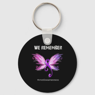 Remember Overdose Awareness Day Purple Ribbon Keychain