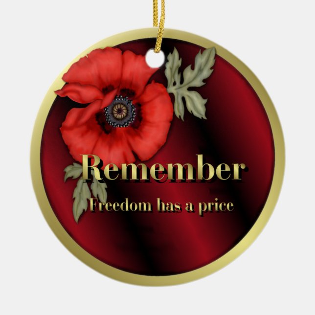 Remember Poppy Ceramic Ornament (Front)
