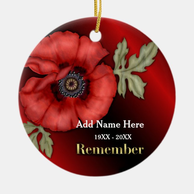 Remember Poppy - Customize Ceramic Ornament (Front)
