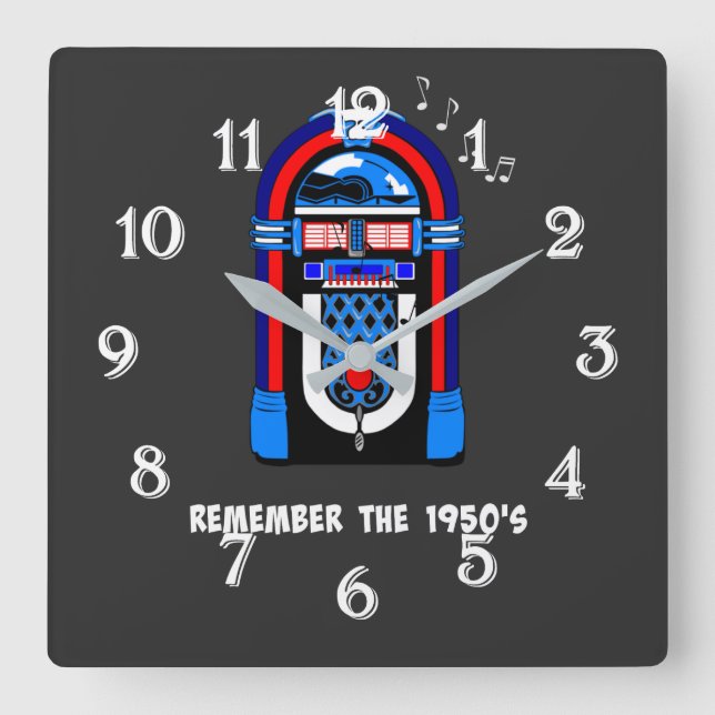 "Remember the 1950's" Square Wall Clock (Front)