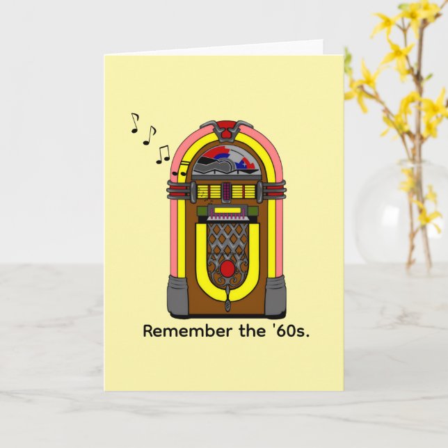 Remember the '60s and Jukebox Music. Card (Yellow Flower)