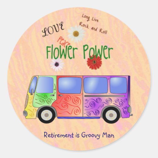 Remember the '60s Rock and Roll, Groovy Retirement Classic Round Sticker