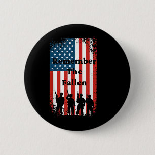 Remember The Fallen Memorial Day American Flag Sol 2 Inch Round Button
