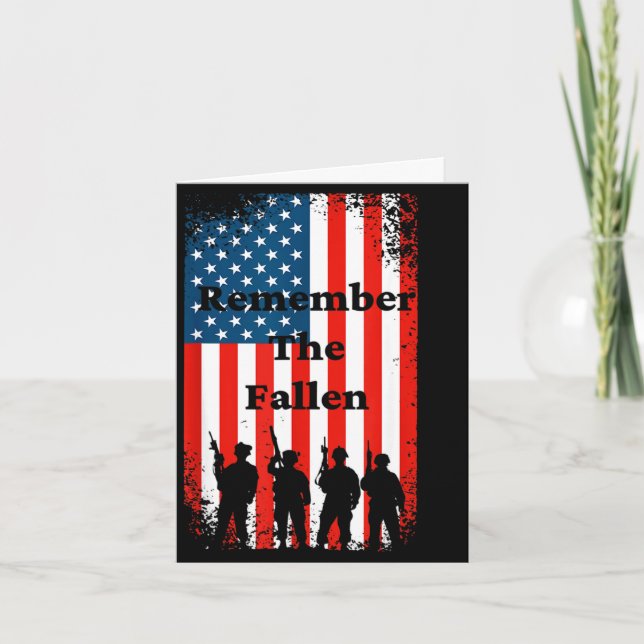 Remember the fallen memorial day american flag sol card (Front)