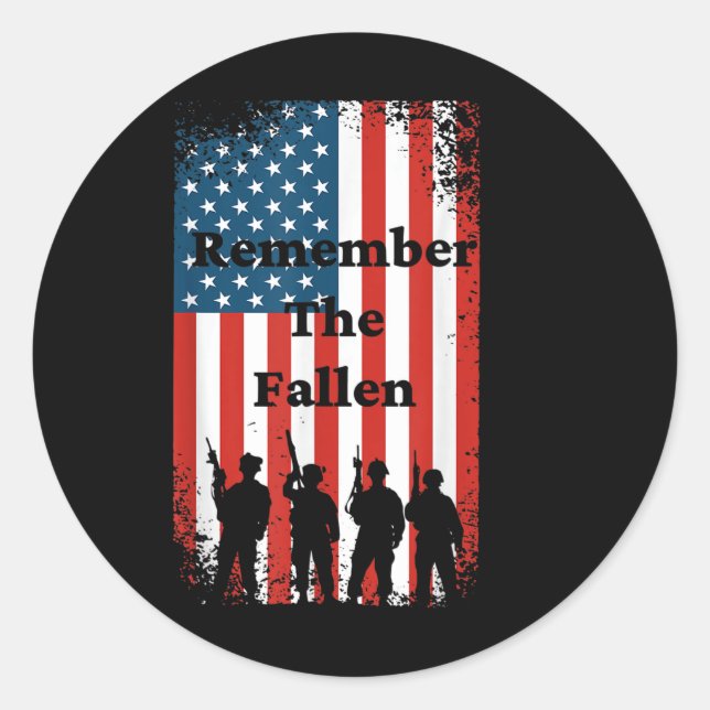 Remember The Fallen Memorial Day American Flag Sol Classic Round Sticker (Front)