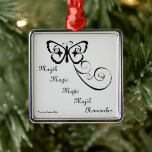 Remember The Magic Silver Black Metal Ornament