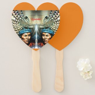 Remember Them Set of Heart Shaped Hand Fans
