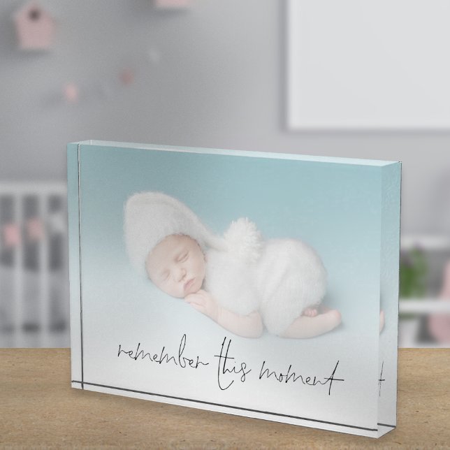 Remember This Moment Newborn Baby Photo  Block (Creator Uploaded)