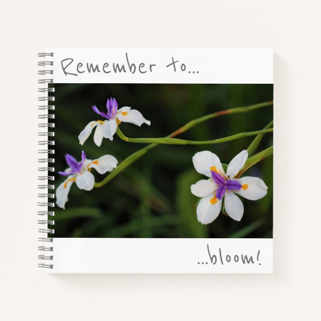 Remember to bloom Wild Iris Flowers Notebook (Front)
