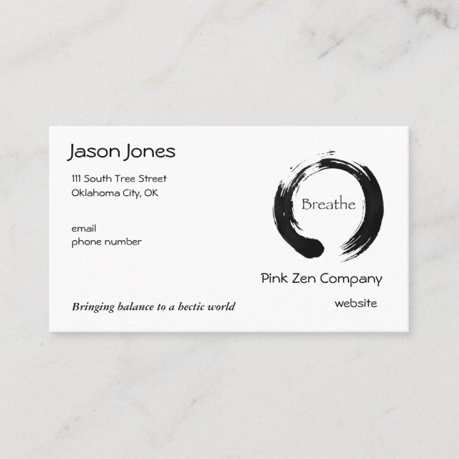 Remember to Breathe! Business Card (Front)