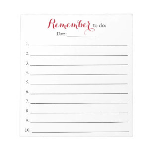 Remember To Do List Organizer with Date Notepad