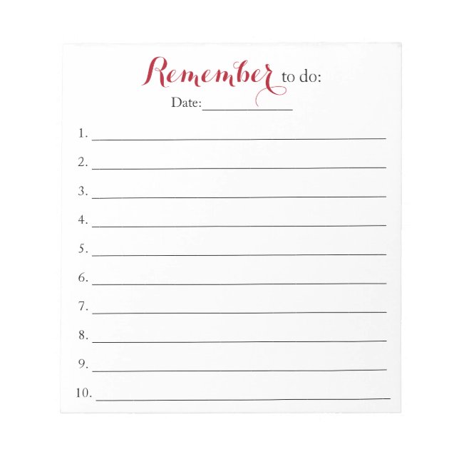 Remember To Do List Organizer with Date Notepad (Front)