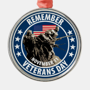 Remember Veterans Day Metal Ornament