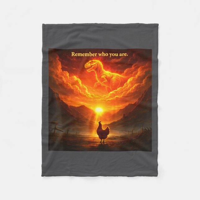 Remember Who Are You Dinosaur Chicken Cool Funny G Fleece Blanket (Front)