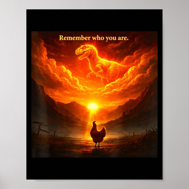 Remember Who Are You Dinosaur Chicken Cool Funny G Poster (Front)