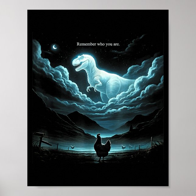 Remember Who You Are Chicken, Funny Evolution Joke Poster (Front)