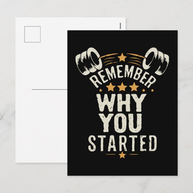 Remember Why You Started. Gym Motivational Holiday Postcard (Front/Back)