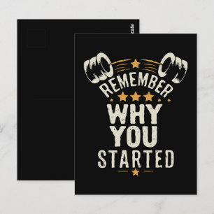 Remember Why You Started. Gym Motivational Postcard