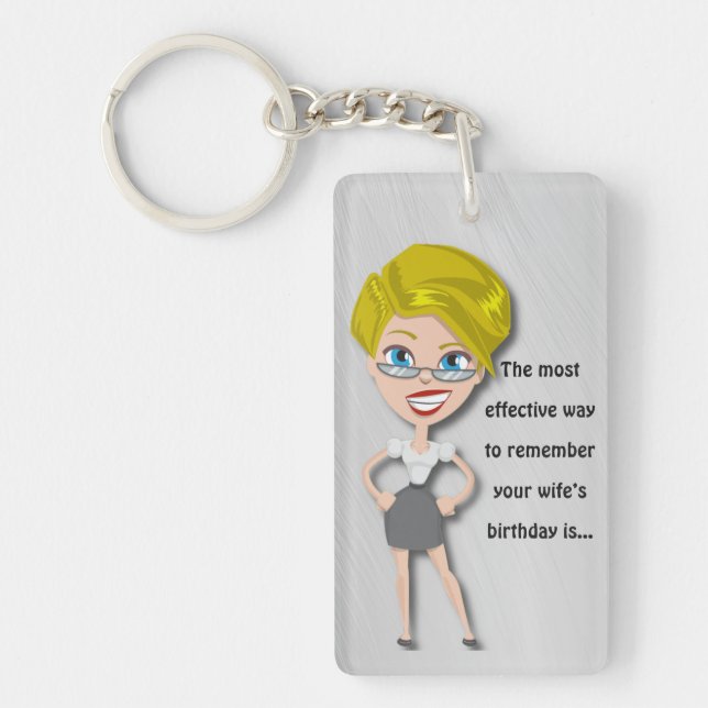 Remember wife's birthday, funny quote keychain (Front)