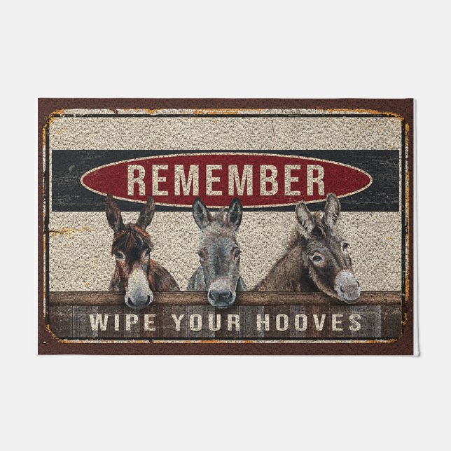 Remember Wipe Your Hooves Rug, Animal  Doormat (Front)