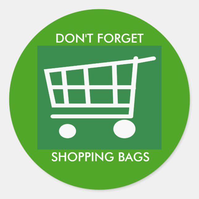 remember your shopping bags classic round sticker (Front)