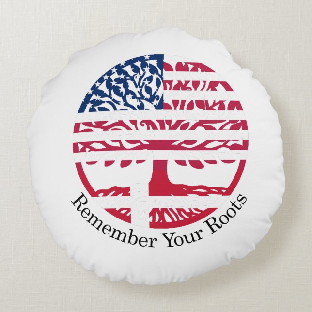 remember yours roots round pillow (Back)