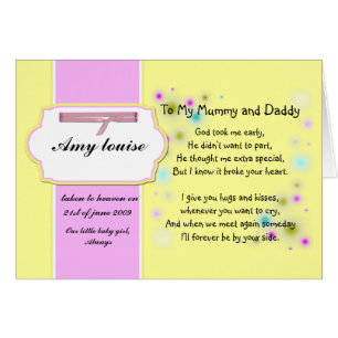 Rememberance card for baby girl or child